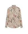 Momoní Floral Print Long-sleeve Beige Shirt With Classic Collar In Neutral
