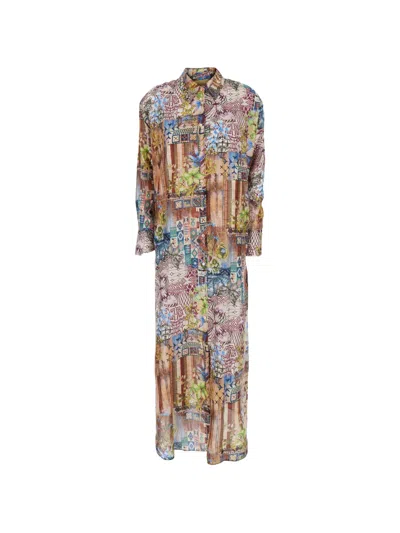 Momoní Floral Print Shirt Dress In Multi