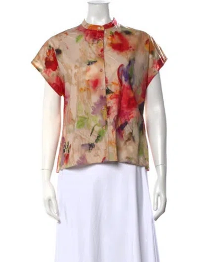Pre-owned Momoní Floral Print Short Sleeve Top W/ Tags In Multicolor