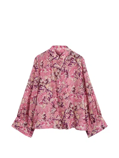 Momoní Franklin Printed Habutai Shirt In Pink