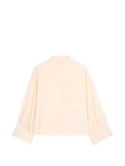 Momoní Franklin Stand-collar Gathered-sleeve Shirt In Pink
