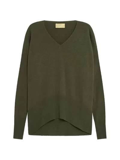 Momoní Freesia V-neck Sweater In Green