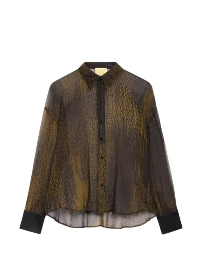 Momoní Freya Printed Silk Shirt In Brown