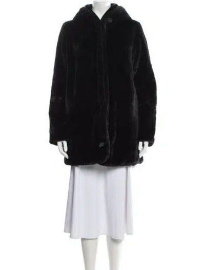 Pre-owned Momoní Fur Faux Fur Coat In Black