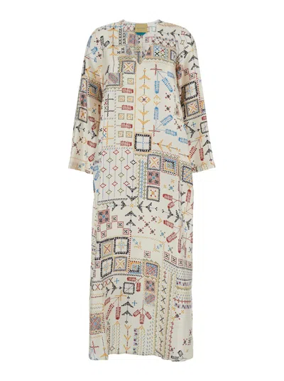 Momoní Garcia Multicolor Dress With V Neck And All-over Geometric Motif Woman