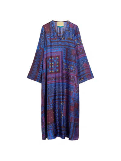 Momoní Garcia Printed Silk Midi Dress In Blue