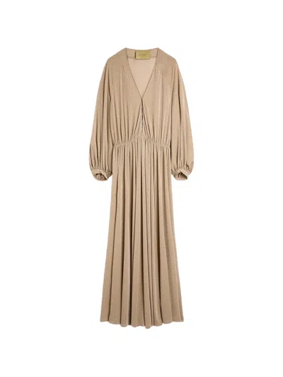Momoní Geisli Lurex-jersey Long-sleeved Maxi Dress In White
