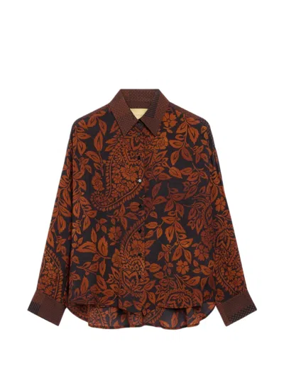 Momoní Gleya Paisley-print Long-sleeve Shirt In Brown