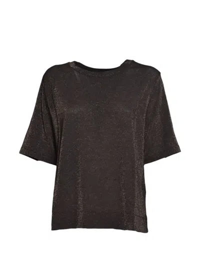 Momoní Glitter-effect Short-sleeve T-shirt In 브라운