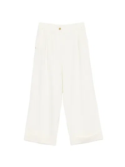 Momoní Grecal Pleated Turned-up Trousers In White