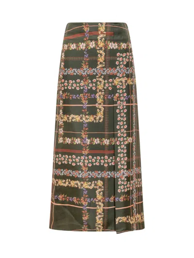 Momoni' Green Floral Patterned Midi Skirt Monomì