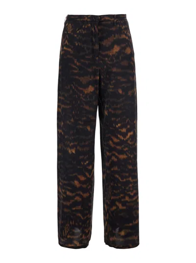 Momoní Momonì High-waist Silk & Elastane Straight-leg Pants In Brown