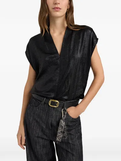 Momoní Hildra V-neck Top In Black