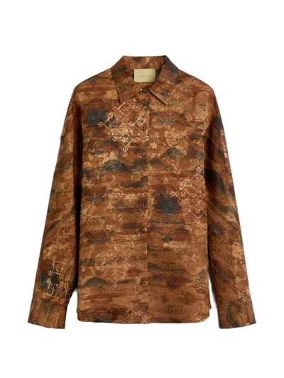 Momoní Jacquard Button Shirt In Brown