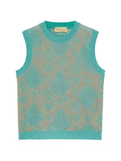 Momoní Jacquard Crewneck Top In Blue