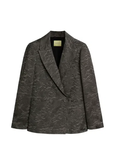Momoní Jacquard Double-breasted Jacket In Gray