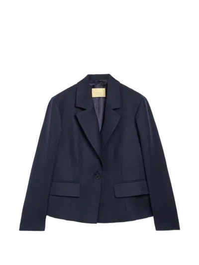 Momoní Kaja Boxy Flannel Blazer In Blue