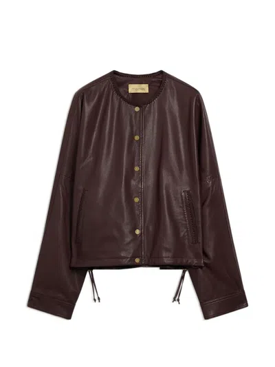 Momoní Kaldor Leather Jacket In Brown