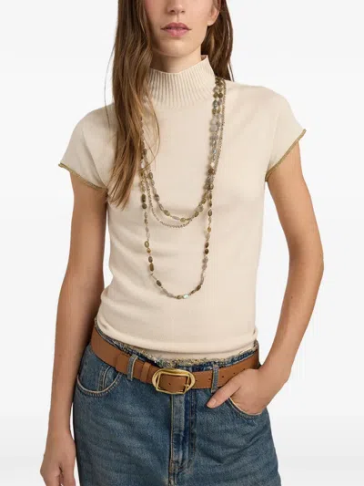 Momoní Kame Garment-dyed Wool Top In Neutral
