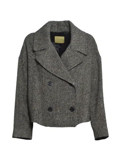 Momoní Ketil Herringbone Double-breasted Jacket In Gray