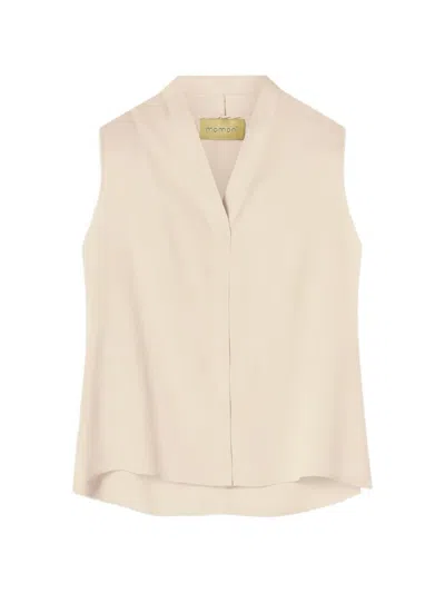 Momoní Kiri Pleated V-neck Top In Purple