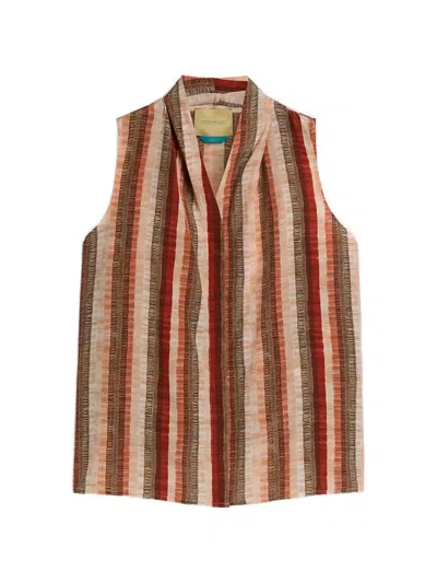 Momoní Kiri Striped V-neck Shirt In Orange