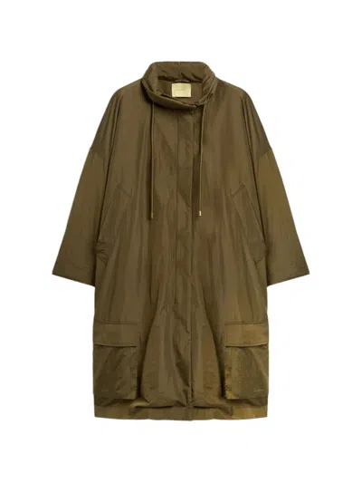 Momoní Kjara Removable-lining Drawstring Parka In Green