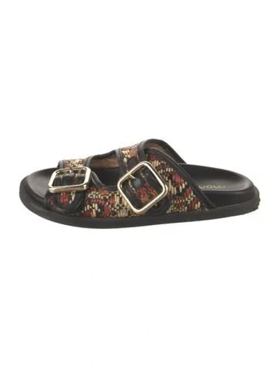 Pre-owned Momoní Leather Printed Slides In Multi