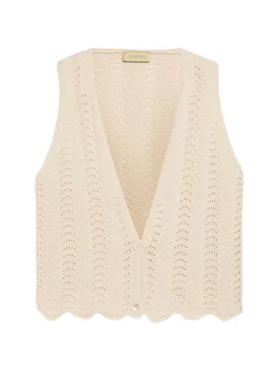 Momoní Leon Crochet Tie Gilet In Brown