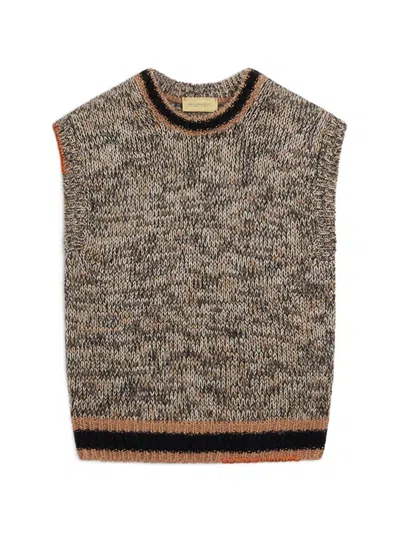 Momoní Lett Mouliné-knit Tank Top In Brown