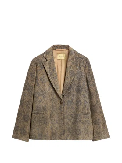 Momoní Lilja Printed Corduroy Jacket In Brown