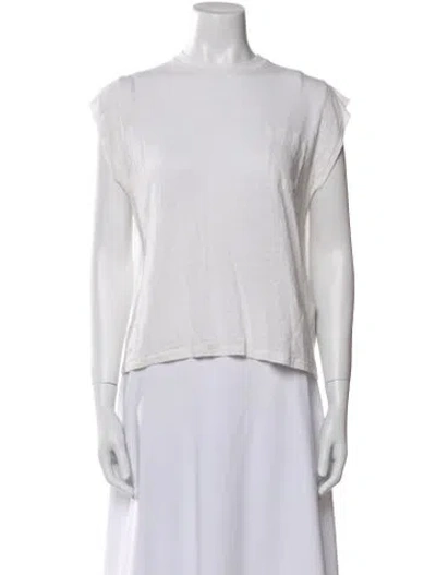 Pre-owned Momoní Linen Bateau Neckline T-shirt In White