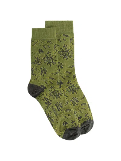 Momoní Lokae Floral-jacquard Socks In Green