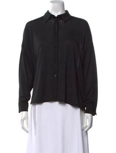 Pre-owned Momoní Long Sleeve Button-up Top In Black
