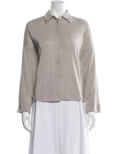 Pre-owned Momoní Long Sleeve Button-up Top In Gray