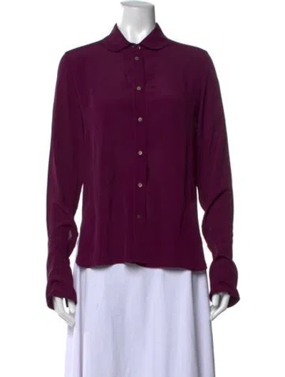 Pre-owned Momoní Long Sleeve Button-up Top In Purple