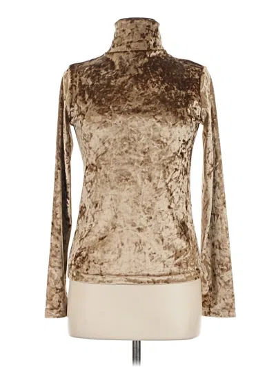 Momoní Long Sleeve Top Brown Metallic Pattern Turtleneck Tops