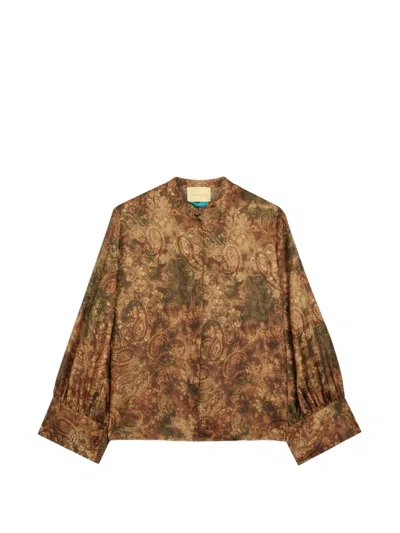 Momoní Lucy Paisley-print Silk Shirt In Brown