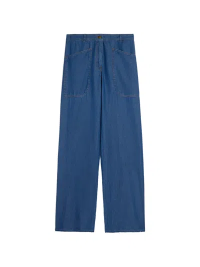 Momoní Macao Patch-pocket Wide-leg Trousers In Blue