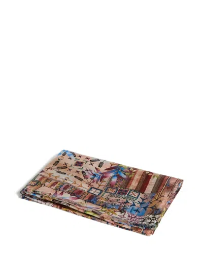 Momoní Maxi Jadore Printed Silk Scarf In Brown