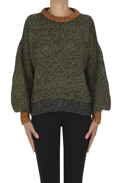 Momoní Melange Knit Pullover In Green