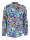 Momoní 'meudon' Light Blue Shirt With All-over Floral Print In Blue
