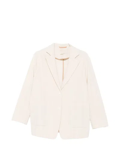 Momoní Mindy Herringbone-weave Notched-lapel Blazer In Neutral