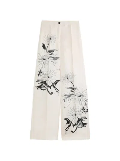 Momoní Misaki Floral Trousers In White