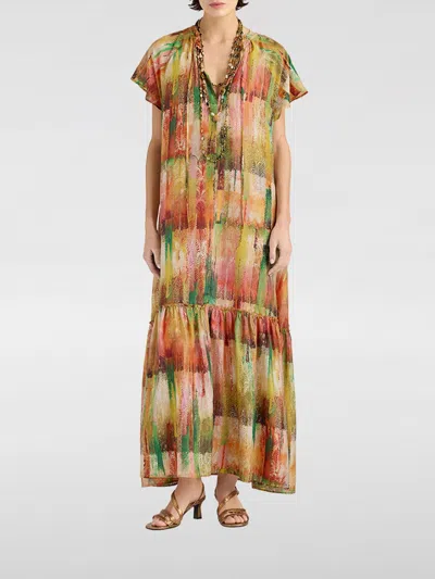 Momoní Momon&igrave; Tintoria Mattei Otero Relaxed Fit Long Tunic In Silk With Abstract Print In Green