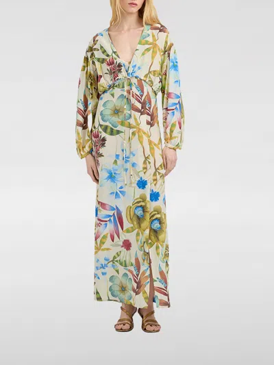 Momoní Momon&igrave; Tintoria Mattei Floral Silk Midi Sheath Dress With Cut-out And Slit In Multi
