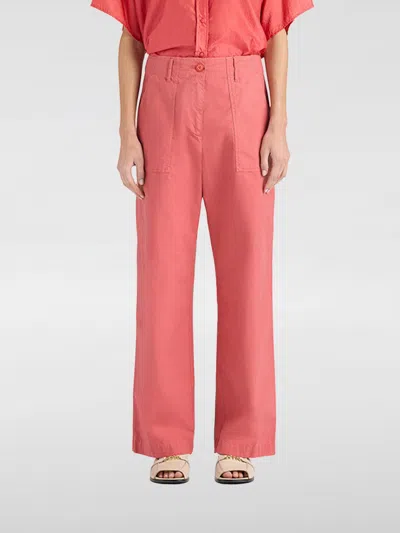 Momoní Momon&igrave; Tintoria Mattei High-waisted Straight Trousers In Stretch Cotton In Pink