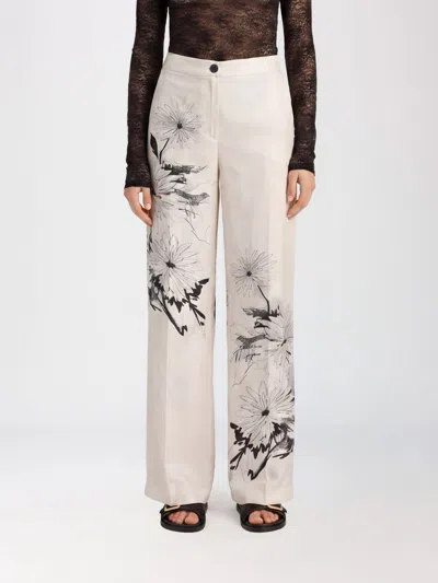 Momoní Misaki Floral Trousers In White