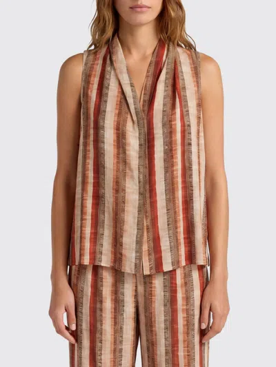 Momoní Kiri Striped V-neck Shirt In Orange