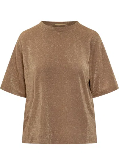Momoni' Monomì Bright Gold T-shirt In Brown
